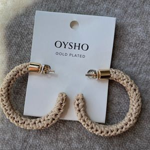 NWT Oysho rattan chunky hoop earrings